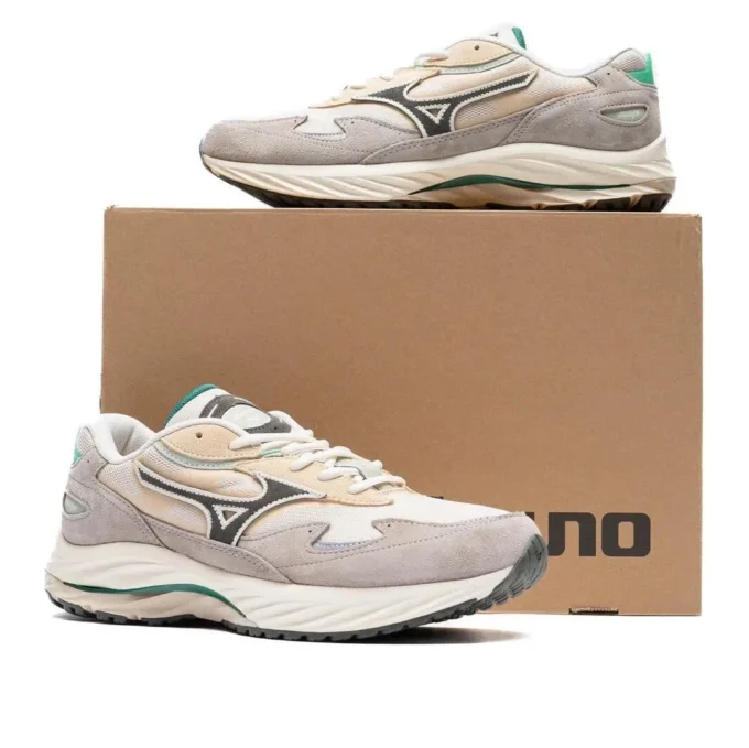MIZUNO Wave Rider B “Light Beige Dark Grey Mint Green”
